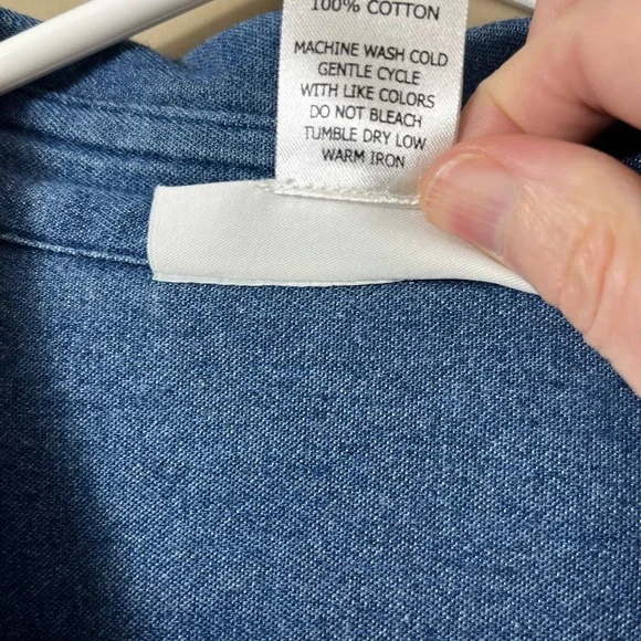 Vintage Blue Denim Cotton Button-Up Shirt Size XL Western‎ Equestrian Cowgirl - Picture 6 of 9